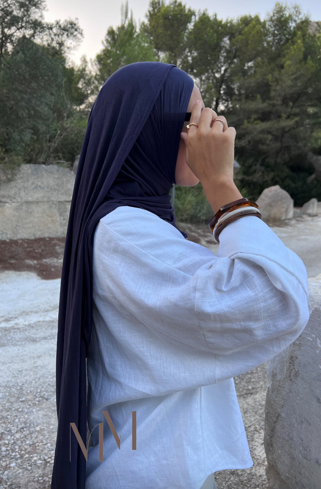Hijab jersey bambou bleu nuit