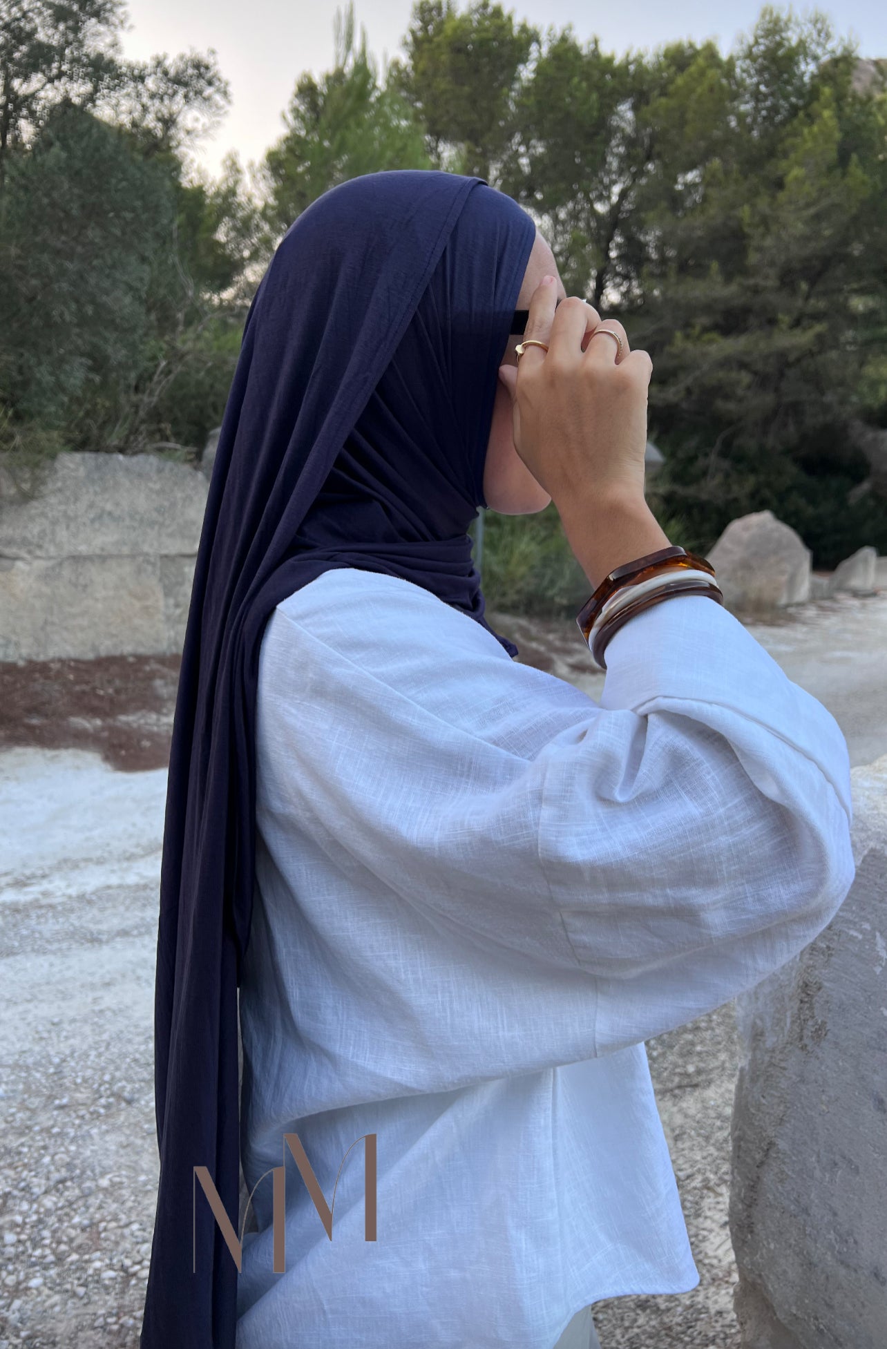 Hijab jersey bambou bleu nuit