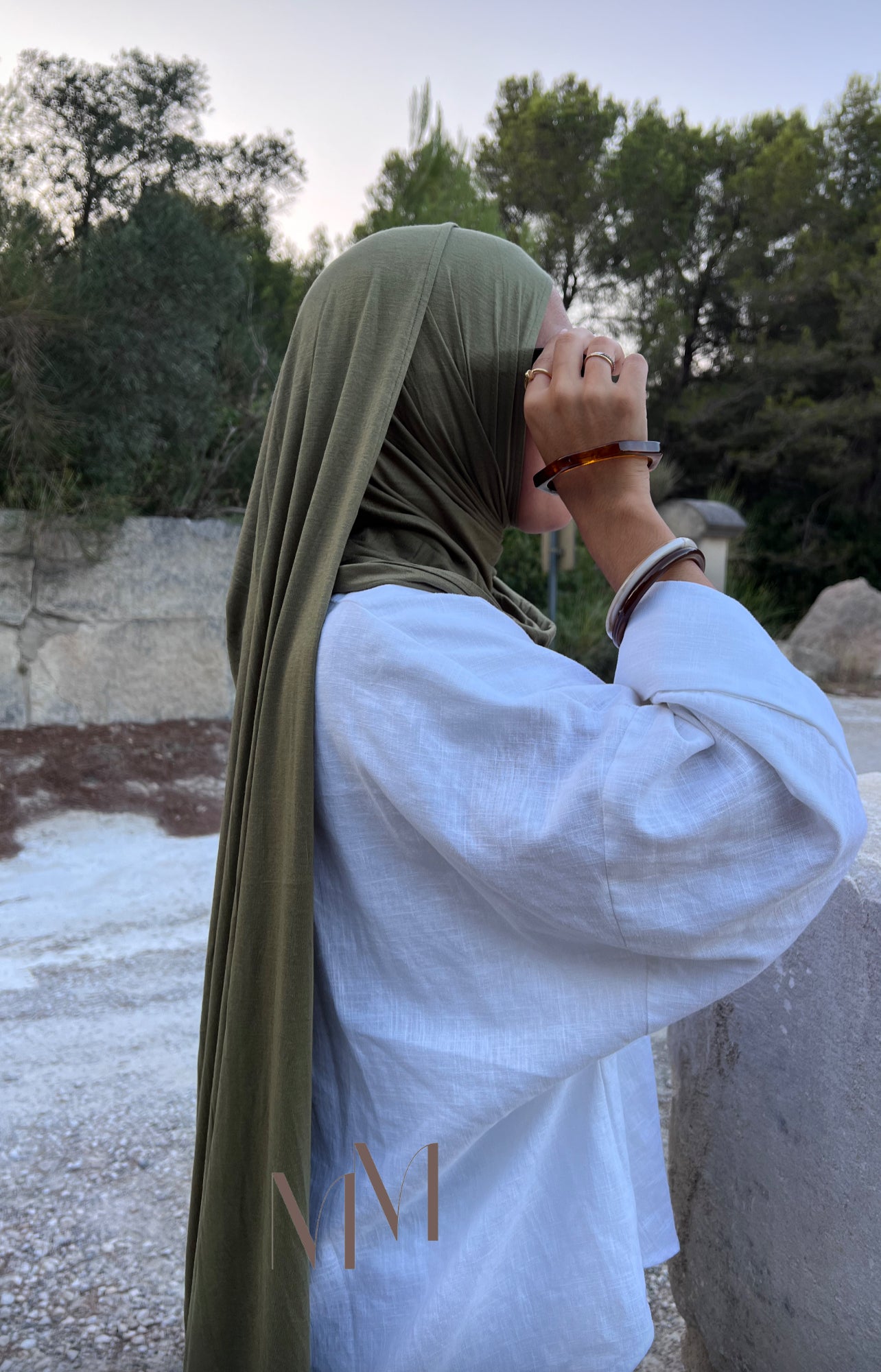 Hijab jersey bambou vert kaki