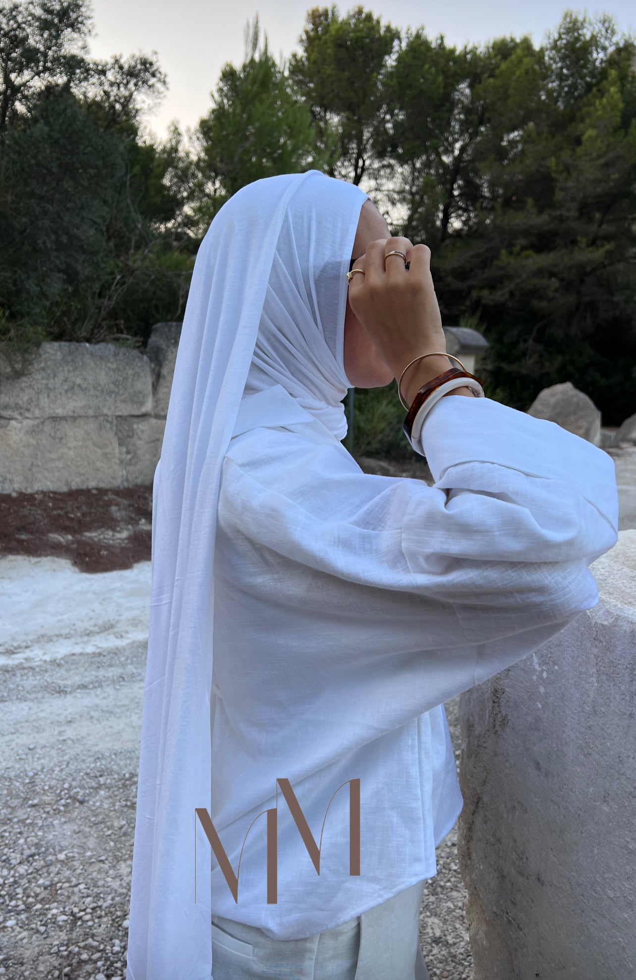 Hijab jersey bambou blanc neige