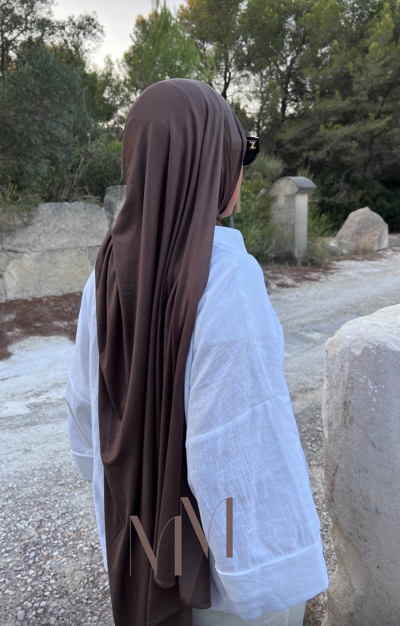 Hijab jersey bambou marron
