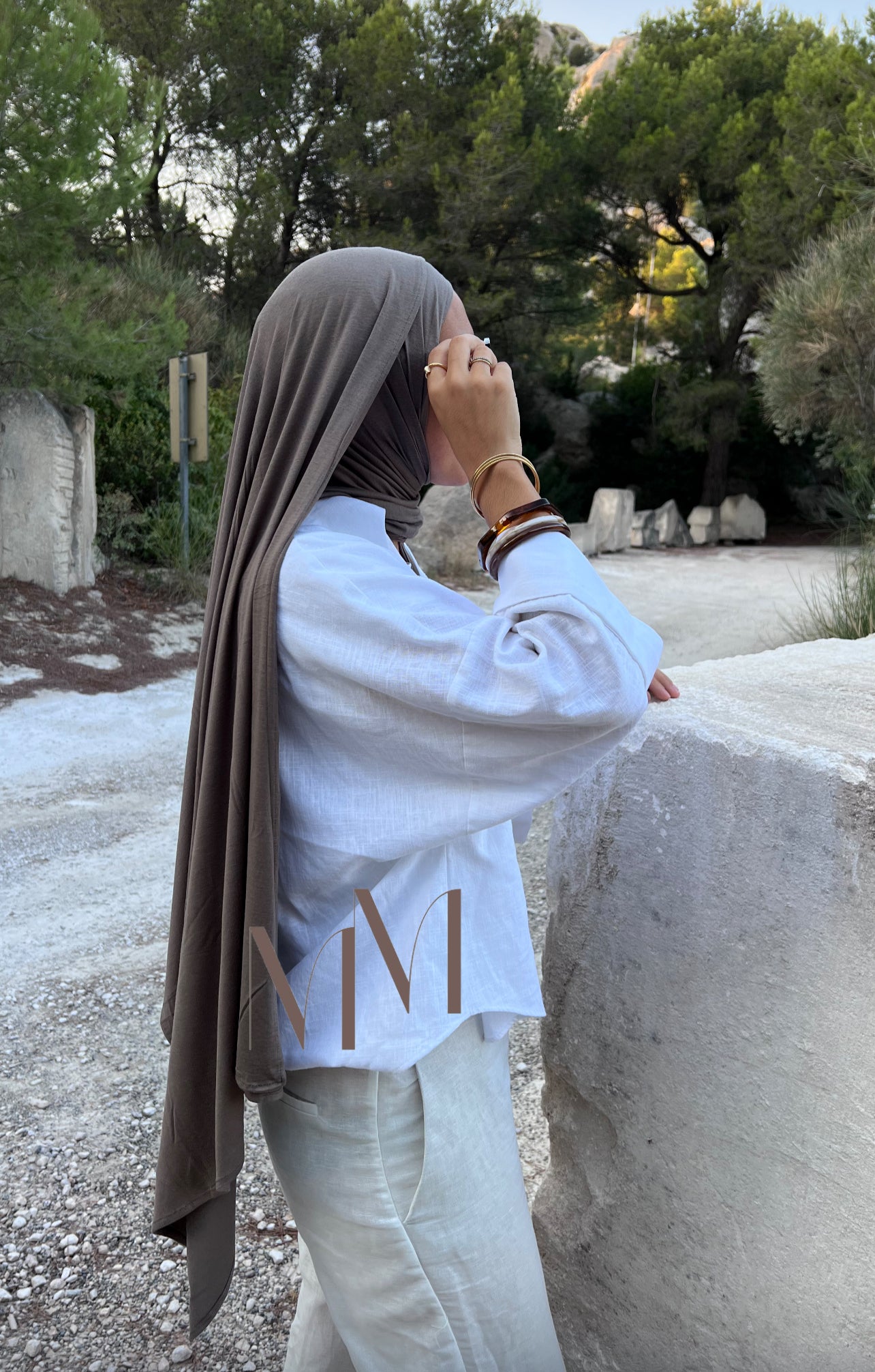 Hijab jersey bambou taupe gris
