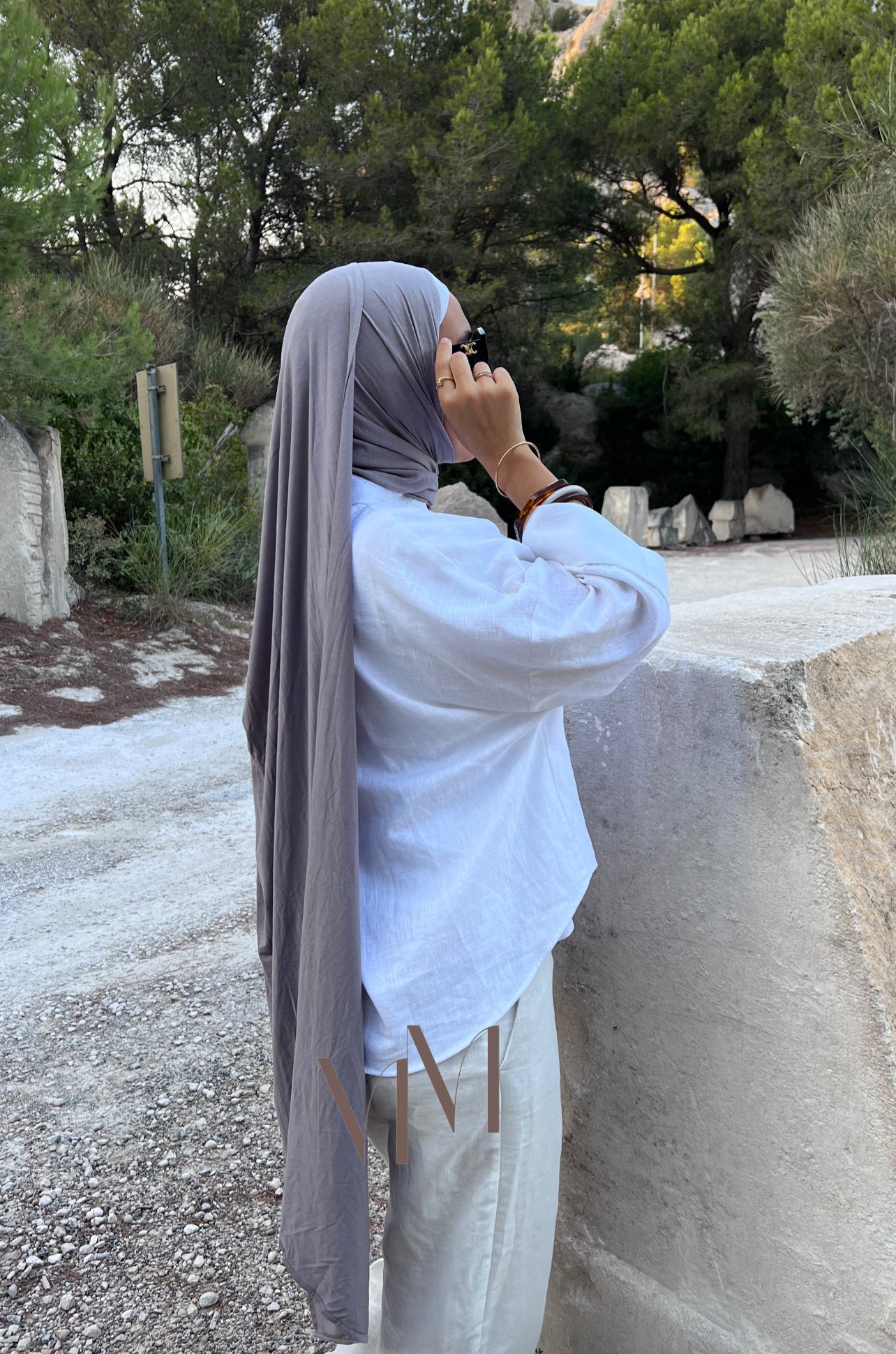 Hijab jersey bambou gris profond