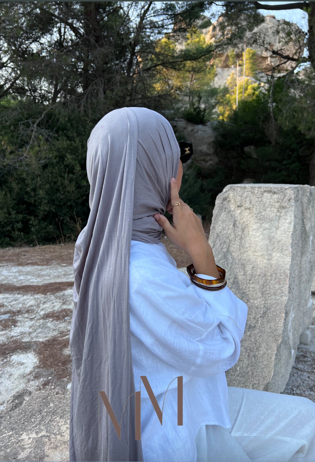 Hijab jersey bambou gris profond
